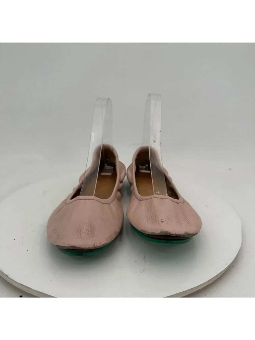 Tieks By Gavrieli Women Size 7 Baby Pink Leather Teal Accents Ballet Flat Shoes